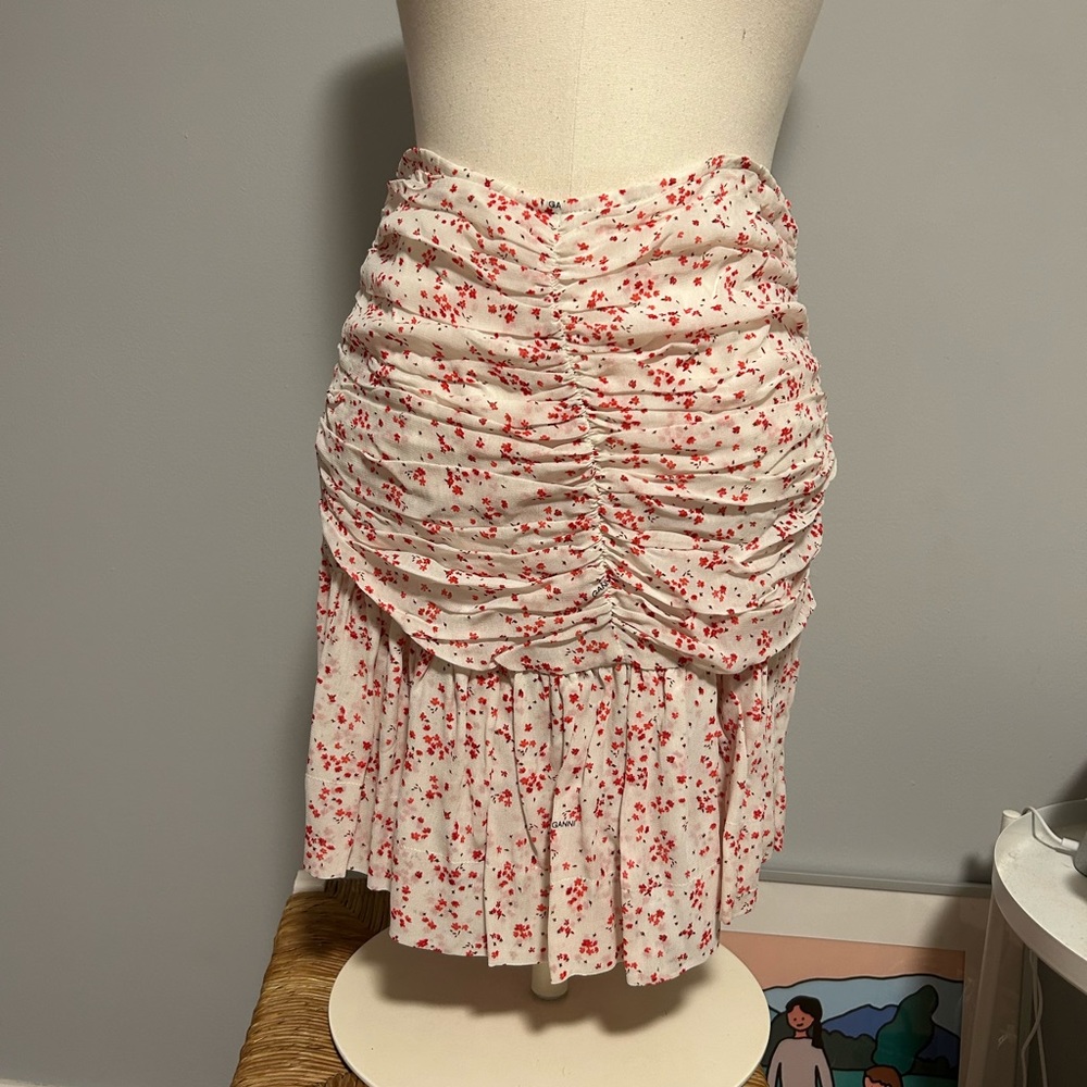 Ganni chiffon ruched skirt